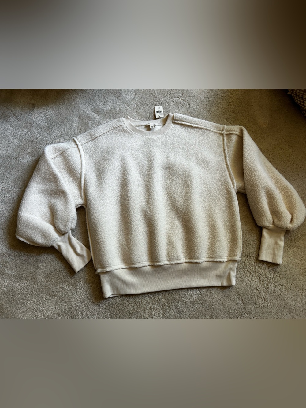 Pilcro Anthropologie Cream Sherpa Crewneck Sweatshirt NWT